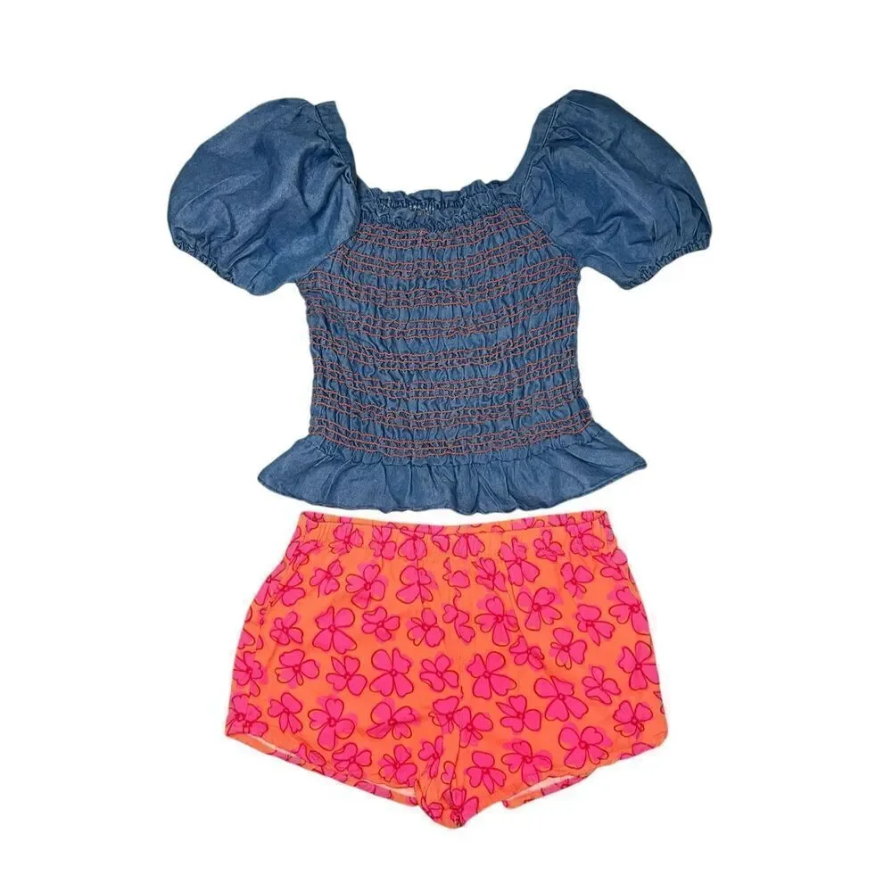 Vince Camuto Girls 12 Matching Set Floral Shorts and Top‎ Outfit